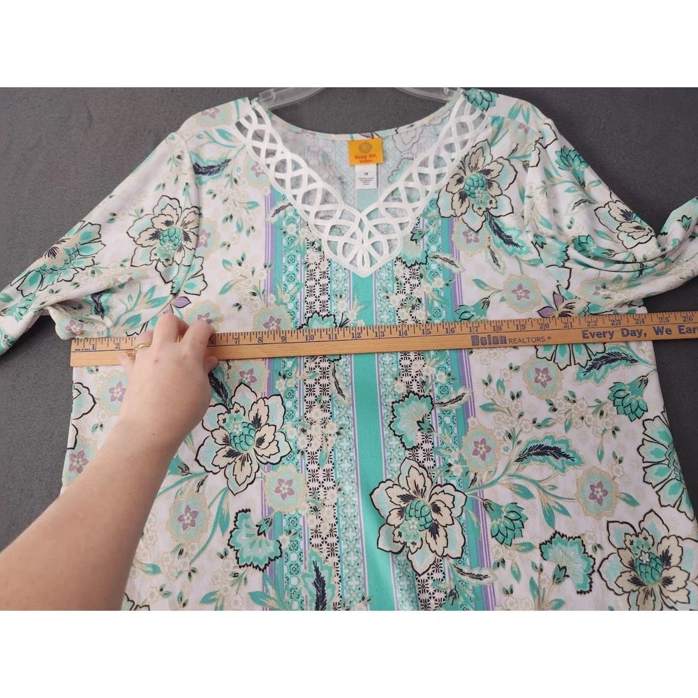 Ruby Rd Women's Plus Size 1X Blouse Top Multicolor Crochet Lightweight Tunic NWT - Picture 6 of 10